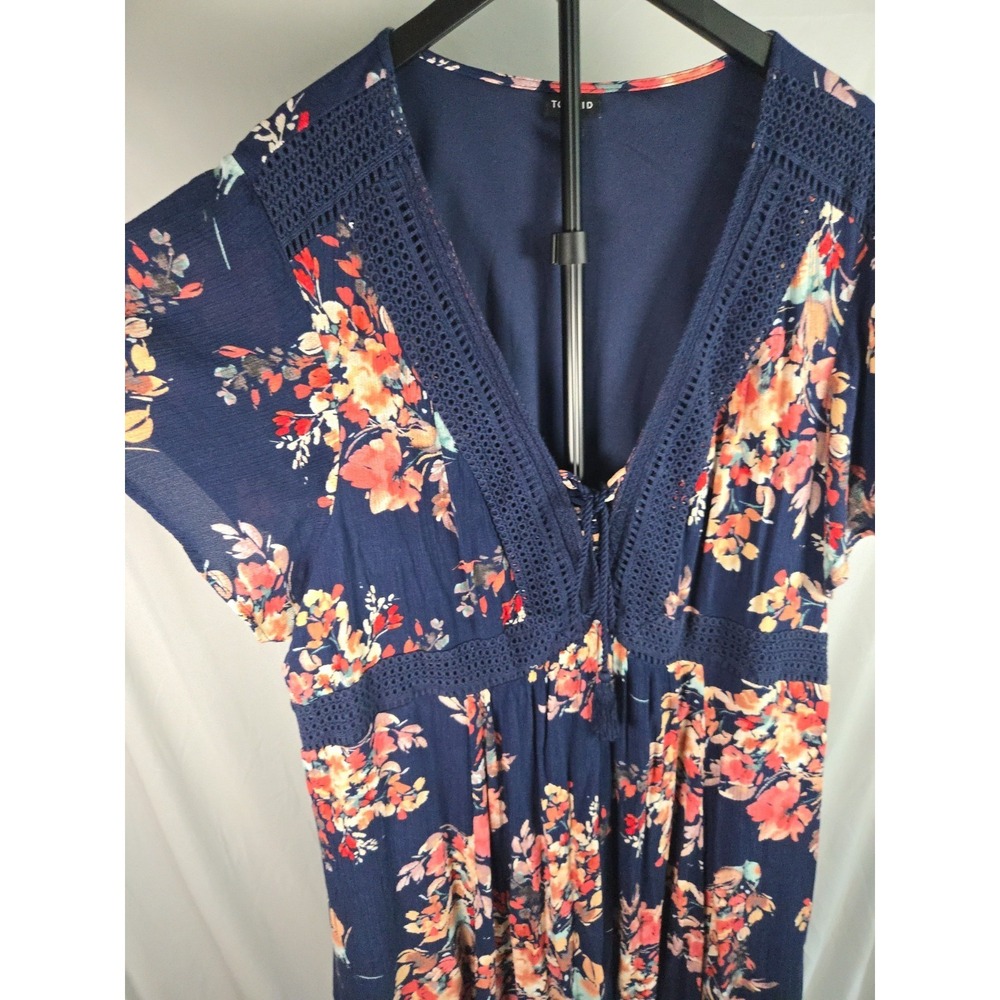 Torrid Floral Crochet Lace Trim Midi Dress Sz 4x Flutter Sleeve Garden Party